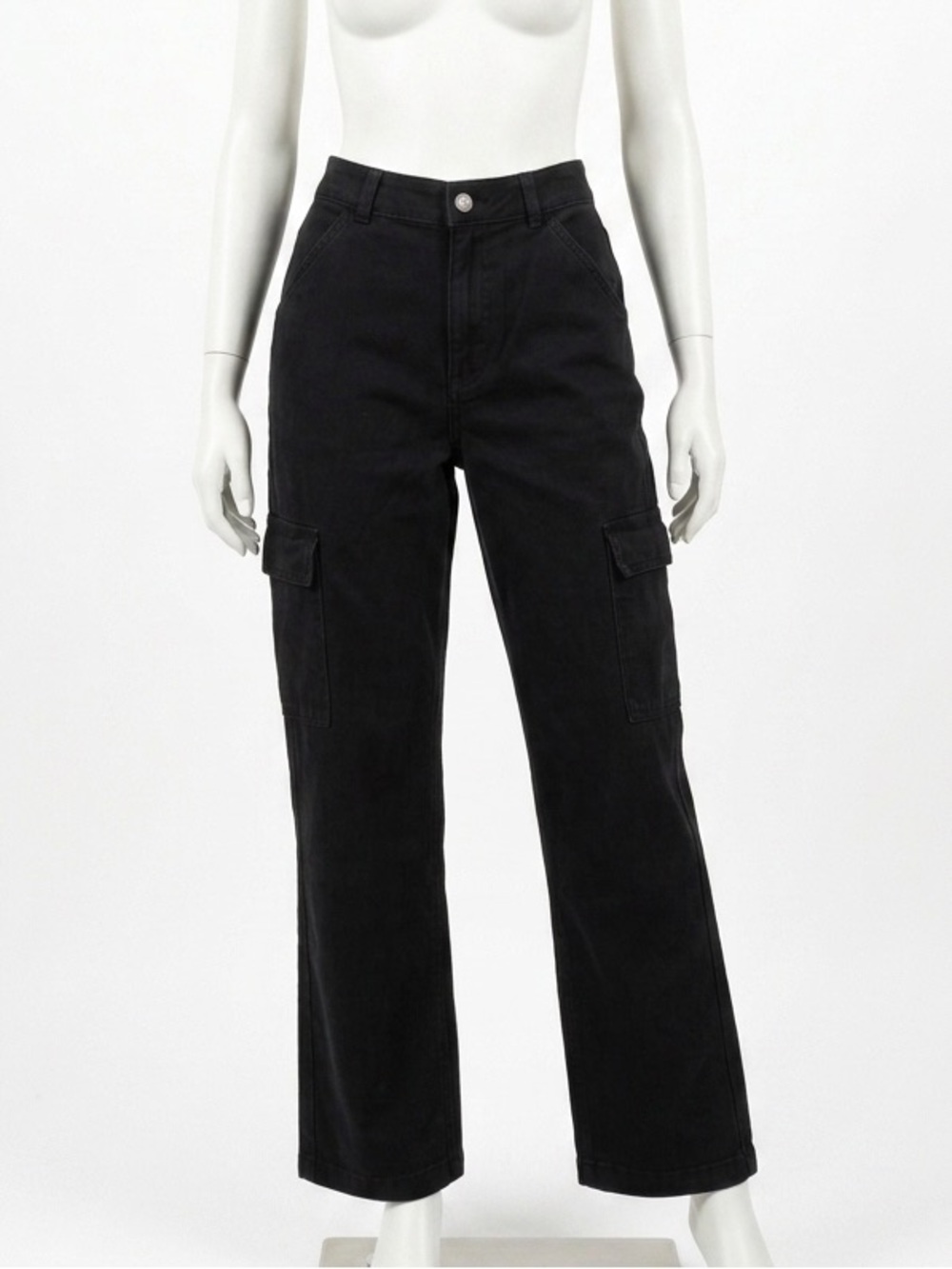 Hollister Ultra High Rise “Dad Pant” Black Cargo Pants with Utility Pockets Sz 3